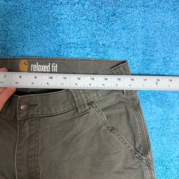 Carhartt Double Knee Carpenter Pants 33x34 Olive Green Distressed Y2K Workwear - Picture 5 of 16